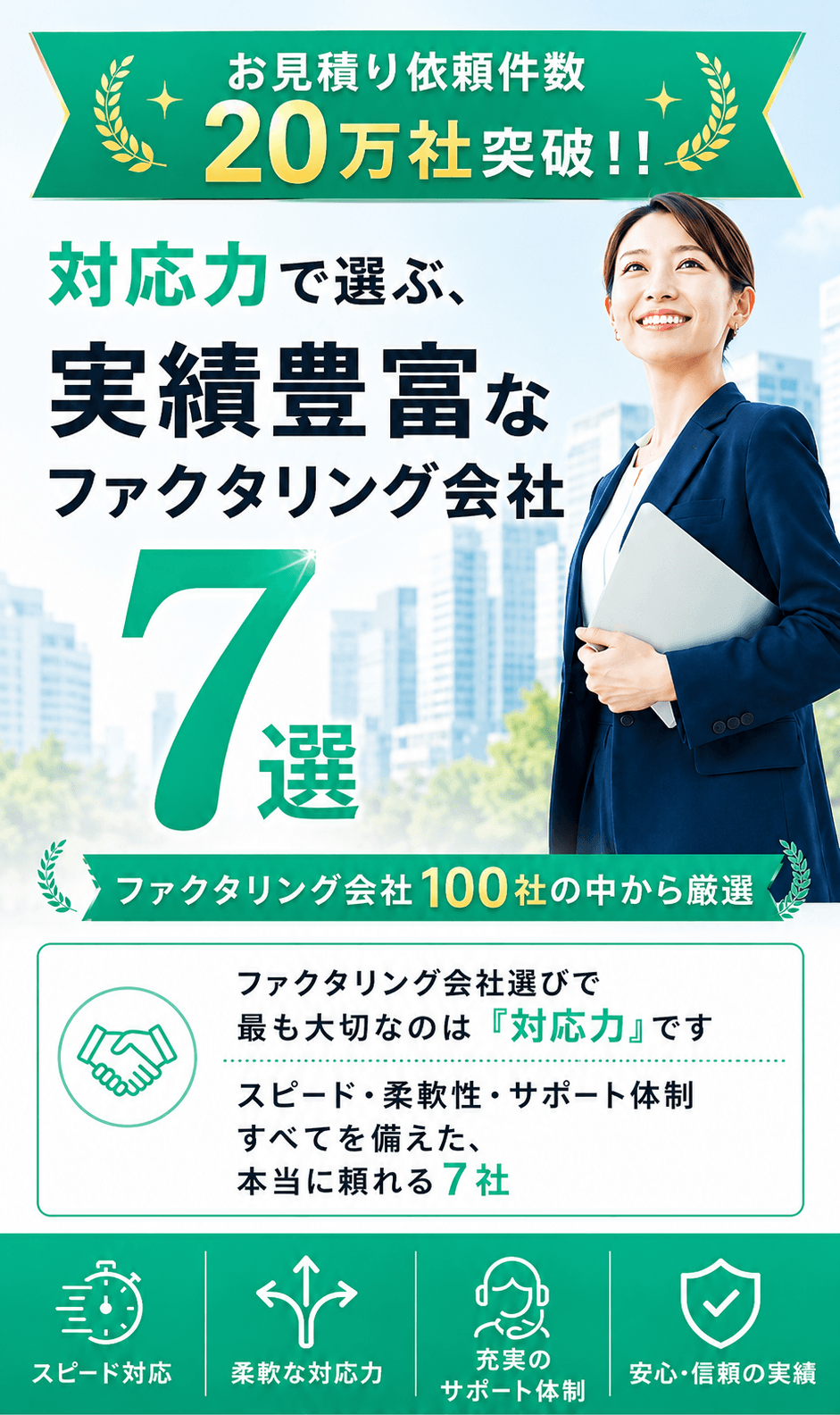 対応力で選ぶ、実績豊富なファクタリング会社7選